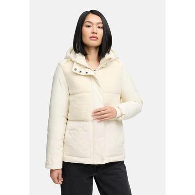 Winterjacke MARIKOO "Sheeta", Damen, Gr. L, weiß (sanftes weiß), Obermaterial: 100% Polyester. Futter: 100% Polyester. Wattierung: 100% Polyester. Ärmelfutter: 100% Polyester, Jacken Winterjacke, Kombination aus Teddyfleece und glattem Material