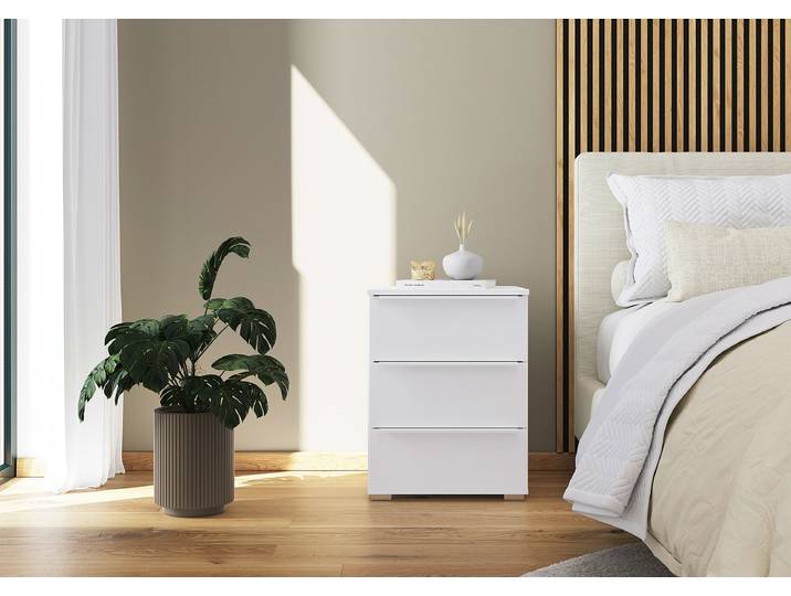 Table de nuit 62cm Lot de 2 Blanc/Blanc alpin