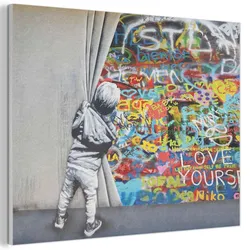 AKUSTIKBILD Graffiti - Junge - Ilussie - Straßenkunst Gemälde 80x60 cm