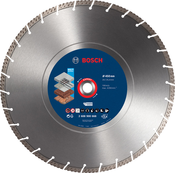 Bosch EXPERT MultiMaterial Diamantrennscheiben, 450 x 25,40 x 3,3 x 12 mm 2608900668