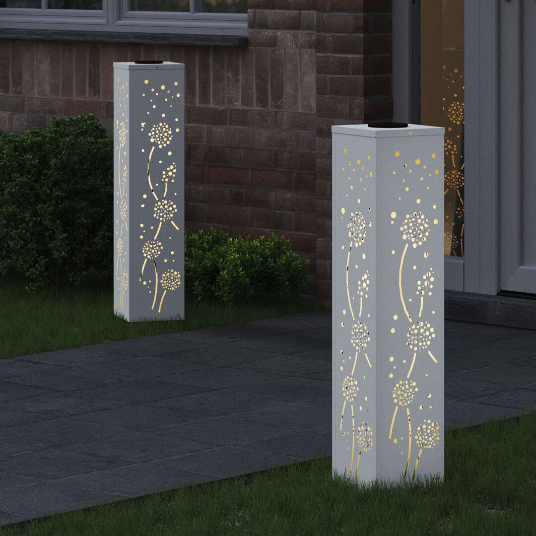 vidaXL Solar Powered Steel Pathway Light White 80cm H x 18cm W x 18cm D