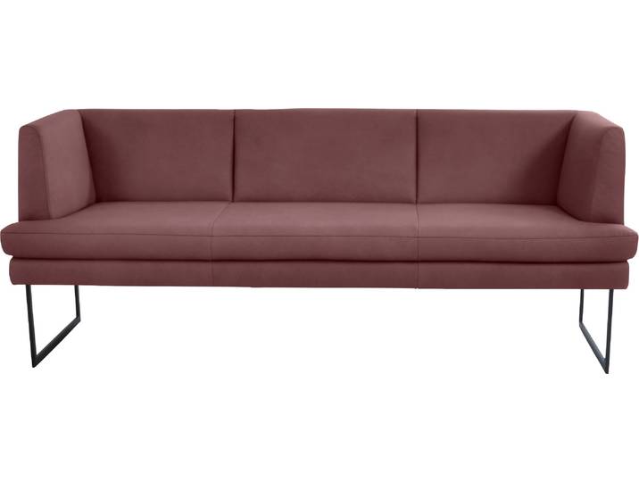 Polsterbank K+W KOMFORT & WOHNEN Cube , rot (cabernet 15), B:209cm H:82cm T:67cm, Sitzbänke, Polsterbank, Hammerkissenoptik, 2 Breiten, Metallkufe schwarz