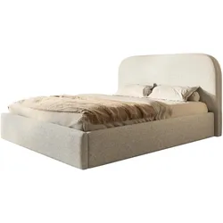 BETT 120x200 - Polsterbett mit Bettkasten und Holzrahmen - Modern Betten - Eleganter Puente-Stoff - Kollektion Verona - Beige