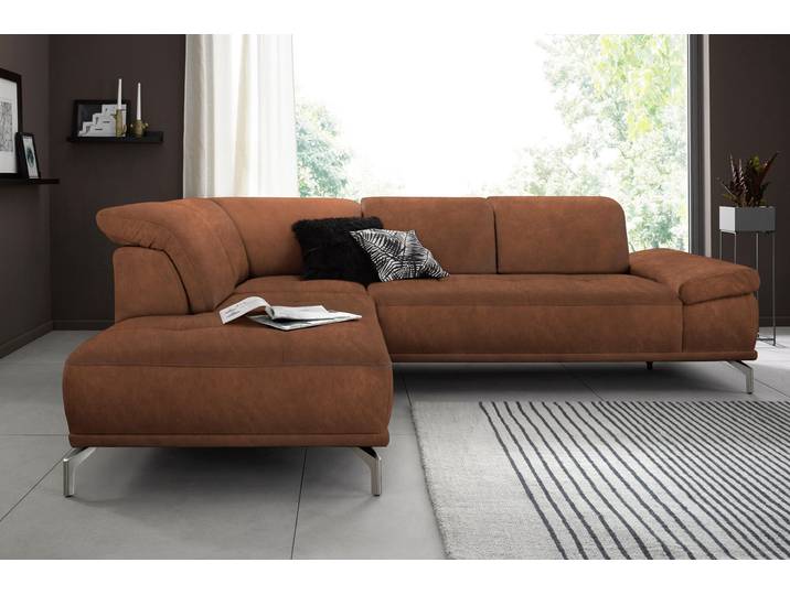 Ecksofa, Luxus-Microfaser, Cognac, 262×233 cm, Sitztiefenverstellung, Vintage, Places of Style