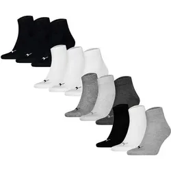 PUMA Unisex Quartersocken, 12er Pack - Quarter Plain 12P, Logo, einfarbig, Größe 43-46 in Bunt Bunt
