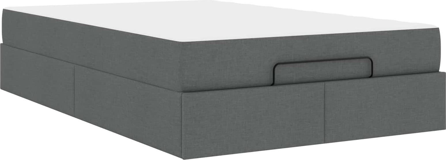 Bettgestell mit Matratze 2 pcs Dunkelgrau Stoff