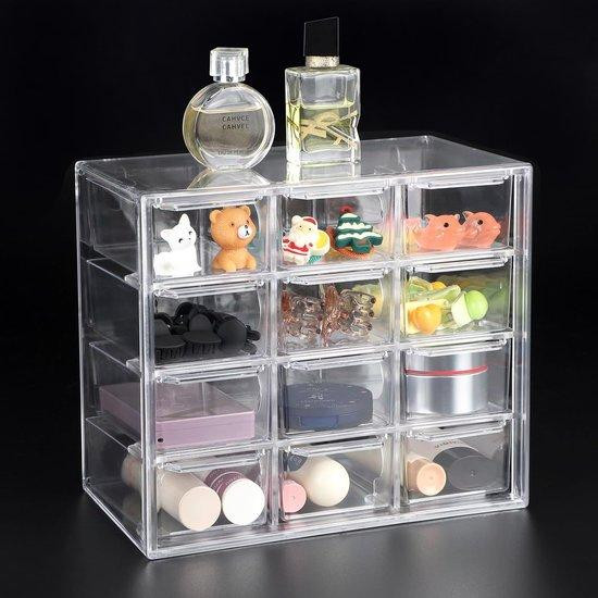 Ibenzoa Transparante acryl bureauorganizer met 12 lades - Compacte en afsluitbare opbergoplossing voor kantoor en thuis