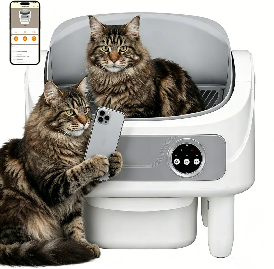 Metro Smart Automatic Litter Box, Self-Cleaning Cat Litter Box with Bio-Radar & 10 Safety Sensors for Anti-Pinch, Open Top Large Litter Box with App Control White 52cm H X 44.4cm W X 51.8cm D