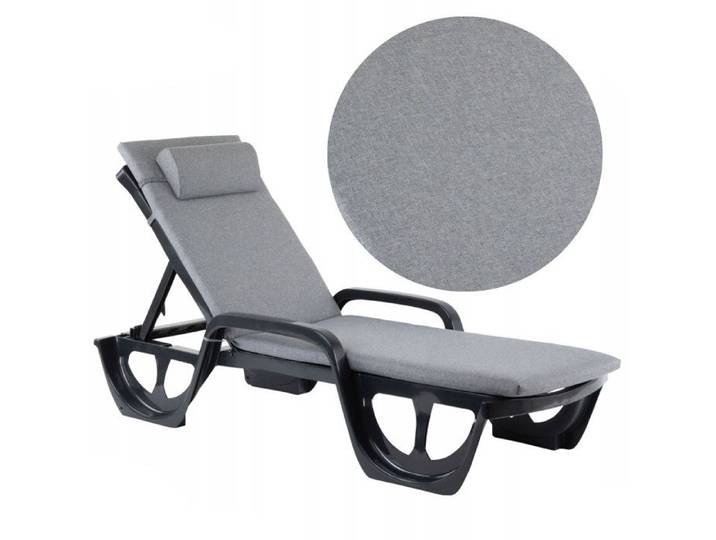 Bazkar Madera - Coussin pour chaise de jardin - Coussin pour chaise longue 190 x 55 cm - Hydrofuge - Gris