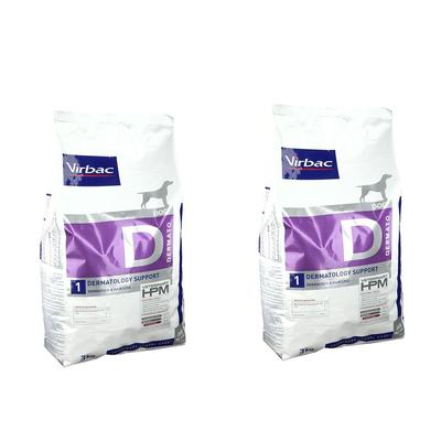 Virbac Veterinary HPM Dermatology Chien Croquettes pour dermatose x2 2x3000 g Set