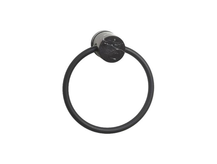Luxuriöser, handgefertigter Handtuchhalter „Nero Lux“ für die Wandmontage, Black Schwarz marmoriert, Gold Aquanova