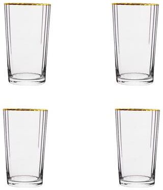 10 Strawberry Street Grace Gold Rim Glassware, Set of 4