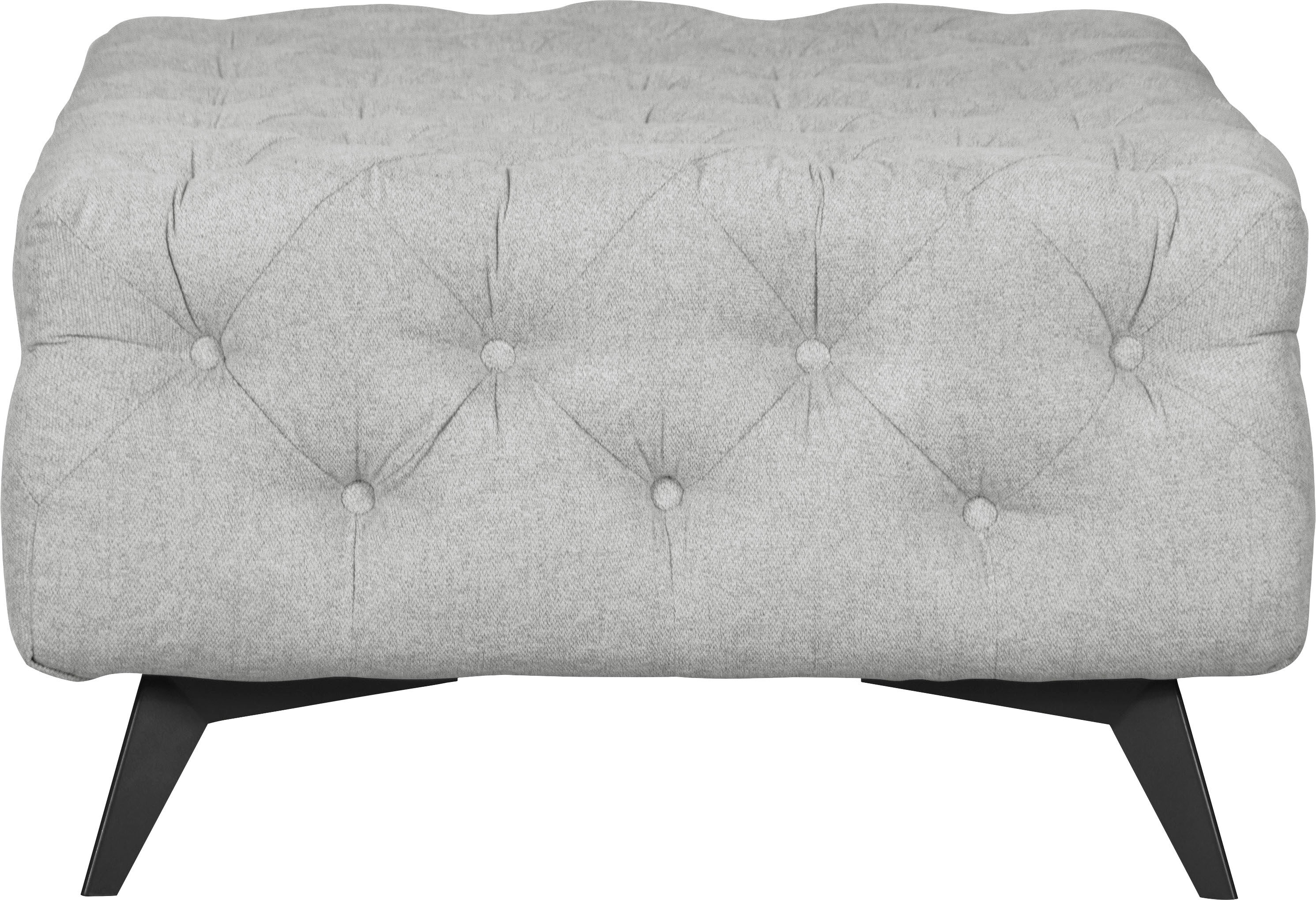 Polsterhocker HOME AFFAIRE "Amaury", silber, B:80cm H:45cm T:80cm, Struktur (100% Polyester);Samtoptik (100% Polyester), Hocker, Polsterhocker, Chesterfield-Optik, Breite 80cm, Fußfarbe wählbar