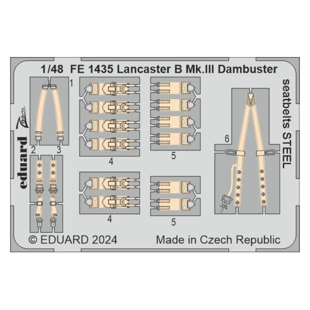 Eduard Lancaster B Mk.III Dambuster seatbelts STEEL 1/48 HKM (FE1435)