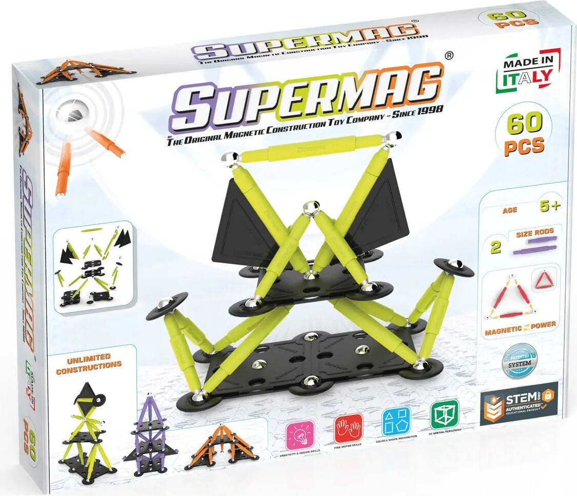 Supermag Projects Technicolor magnetische bouwpakketten met 60 onderdelen