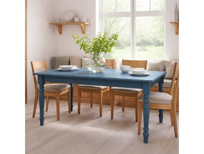 Nachtblauer Tisch 180cm - Küchentisch mit gedrechselten Beinen