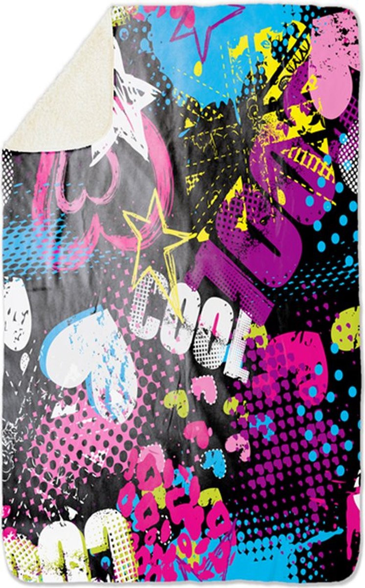 Maplusbelle Fleecedeken Cool Girl FD2023004, Polyester Sherpa, 96 x 146 cm