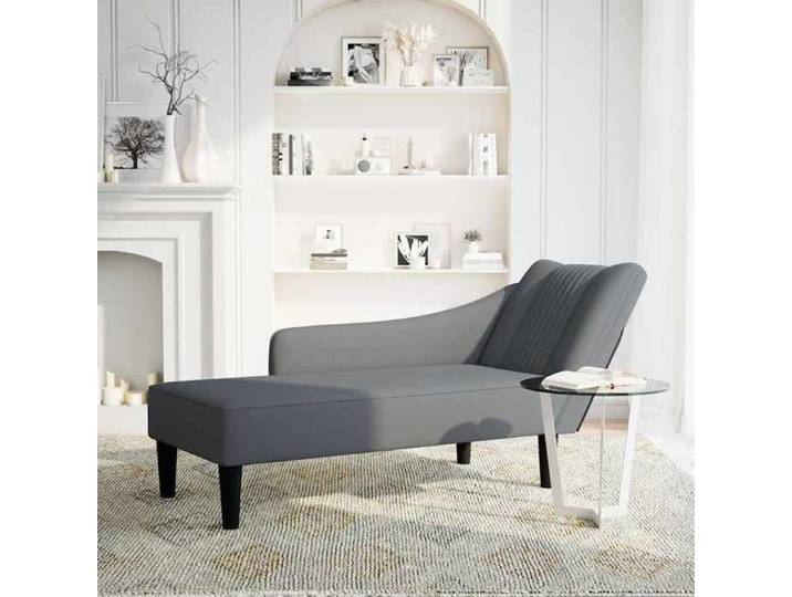 Mode Fauteuil long/fauteuil salon - 1 personne - PARAJIE - max charge 110kg - avec accoudoir droit gris foncé velours @4545228761