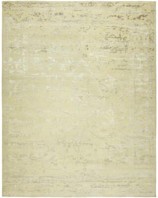 KALATY Transitional Beige Hand-Knotted Wool & Viscose Area Rug