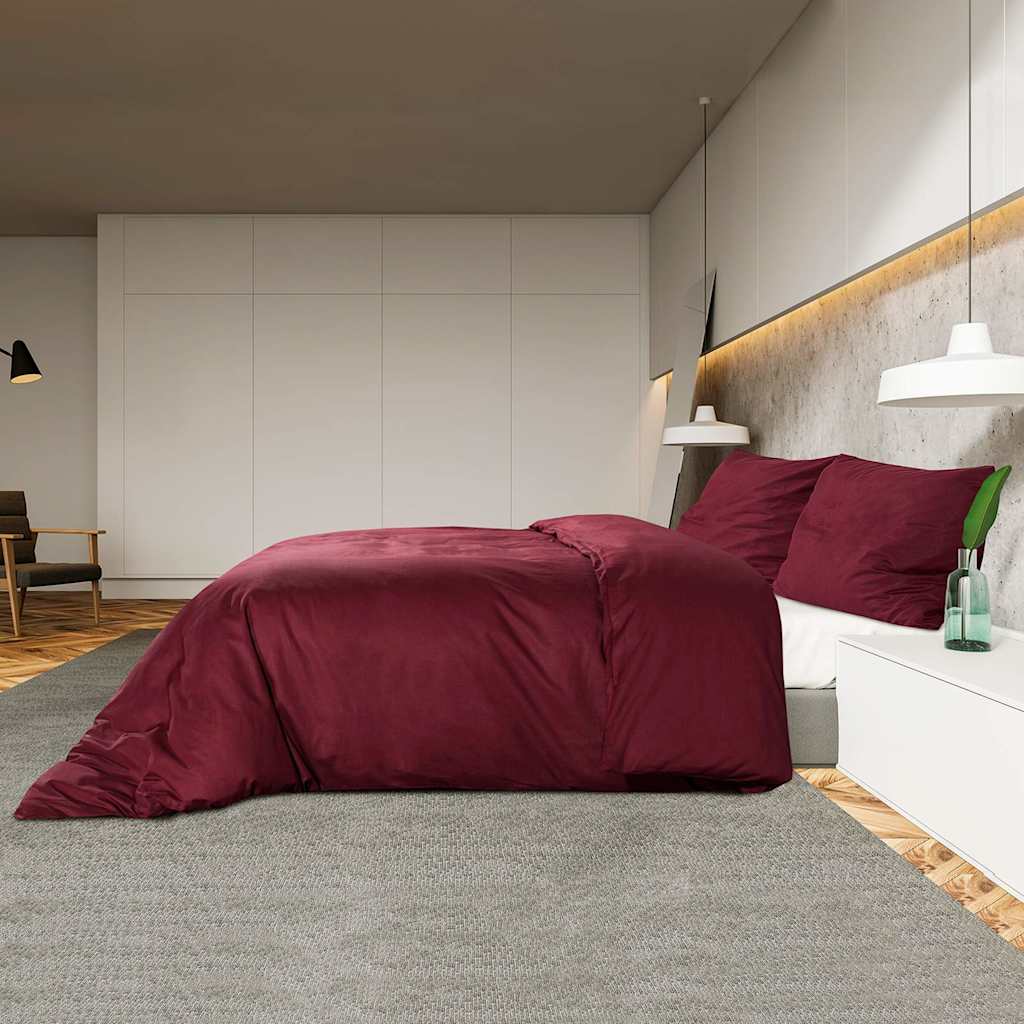 vidaXL Ensemble de housse de couette Bordeaux 200x200 cm Microfibre