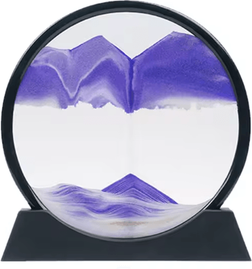 Uplift Curations 3D Moving Sand Art Picture Round Glass Quicksand Flowing Sand Frame For Relaxing Home Office Decor purple