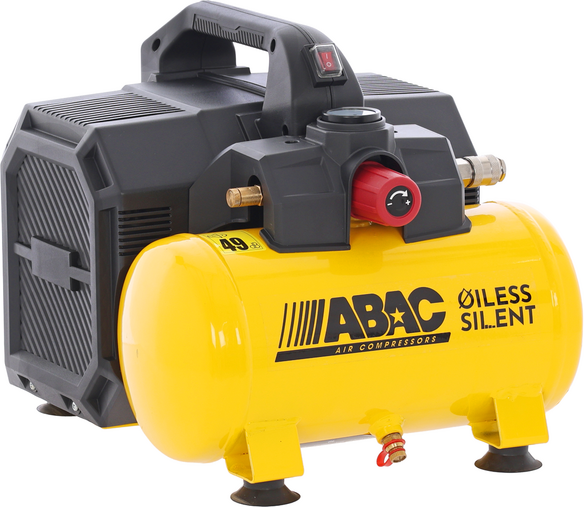ABAC Start Xt Sil 07 Yellow - Compressore aria elettrico portatile monofase silenziato, oil-less - Motore 0.75 HP - 6 lt