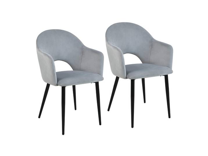 Svita Esszimmerstühle Hailey (2er Set), Grau, Metall, 54x83x53 cm, Esszimmer, Stühle, Armlehnstühle