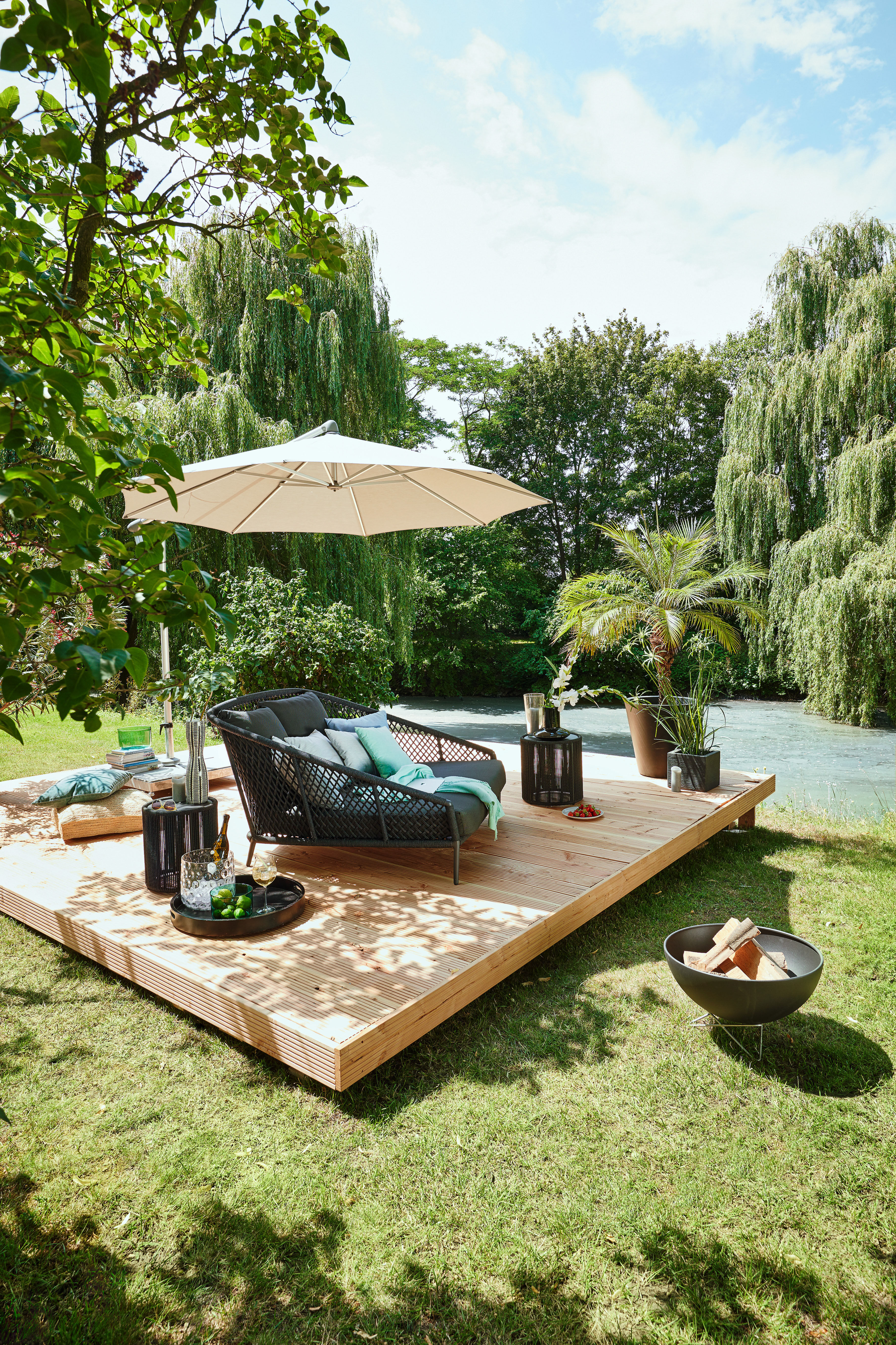 Sitzbank MUSTERRING "Freilicht Sonnenbett", grau (schwarz, grau, anthrazit), B:149cm H:86cm T:156cm, Aluminium, Stoff, Sitzbänke, Sitzbank, 149 cm breit, ideal zum Zurücklehnen und entspannten Liegen im Garten