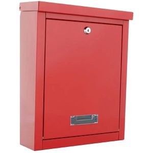 Rottner Briefkasten T04504, Brighton, rot, aus Stahl, mit Zylinderschloss, Wandbriefkasten, 31 x 40 cm