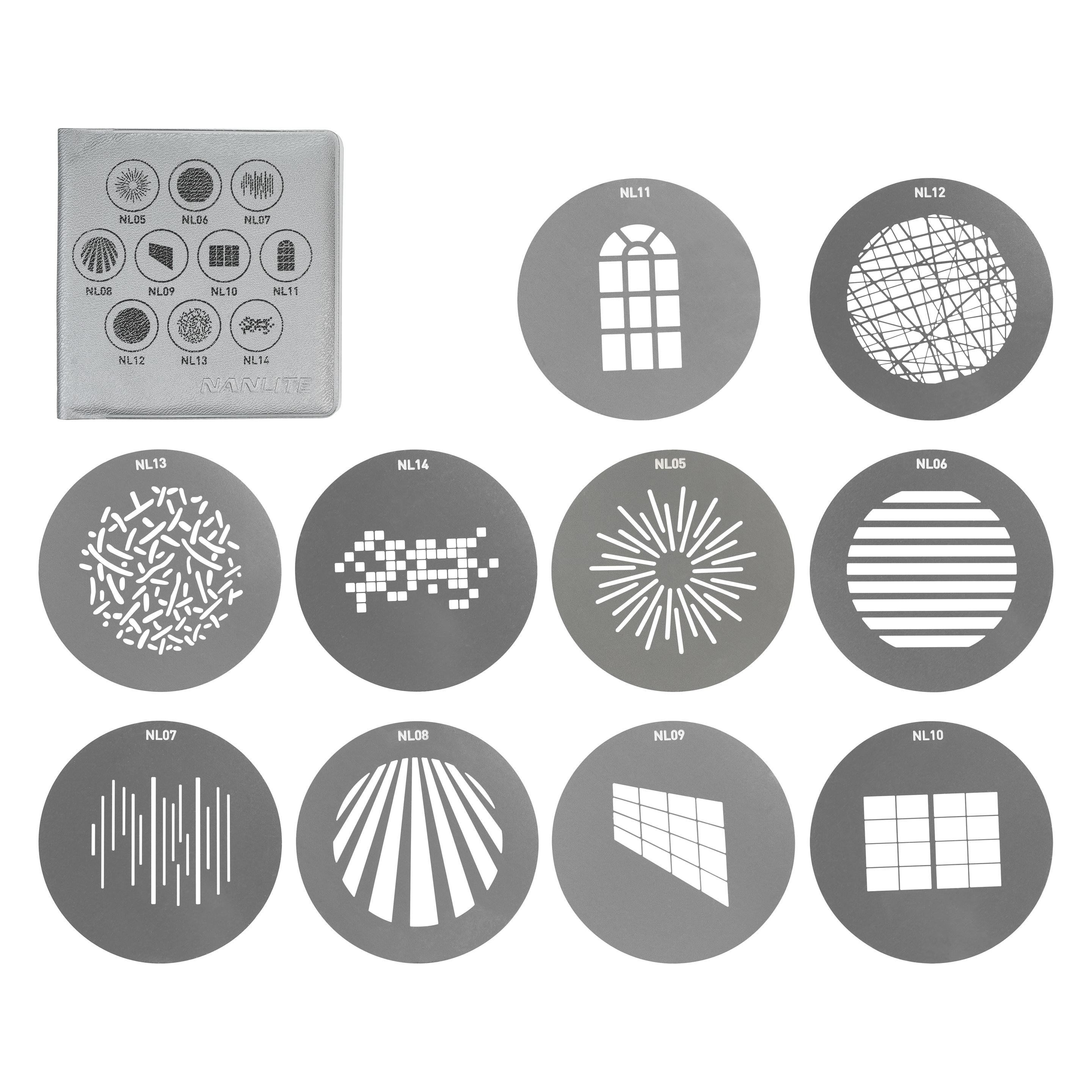 Nanlite Gobo Set 1 zu FM Mount Projektionsaufsatz (Diffusor) (AS-GB-FMM-SET1)
