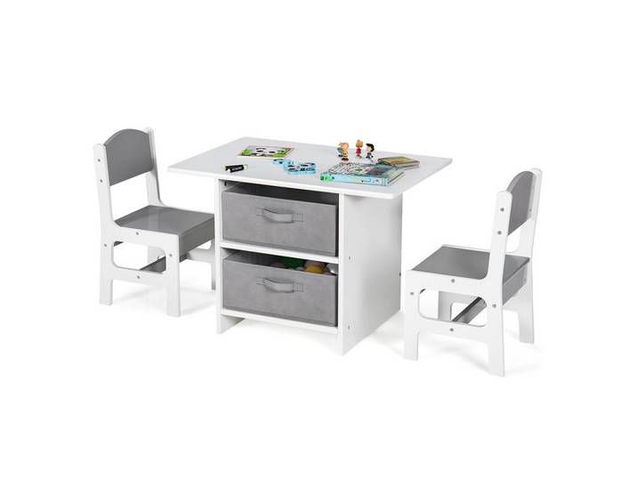 KINDERTISCHE mit Stühlen grau(3-tlg)