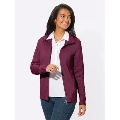 Strickjacke CASUAL LOOKS, Damen, Gr. 44, pink (fuchsia), 50% Baumwolle, 50% Polyacryl, unifarben, figurumspielend, Strickjacken Strickjacke