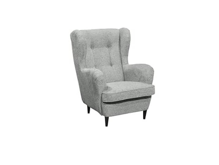 möbelando Ohrensessel >Oskar< in Grey, 78/102/98 cm (B/H/T), Stoffbezug 100% Polyester, geknöpfte Polsterung, Nosagfederkern, Schwarze Massivholzfüße, Zeitloses Design.