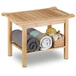 Relaxdays Badezimmer Bank Bambus Hellbraun