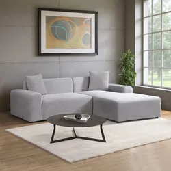 HOME DELUXE Ecksofa AMELIO Cord Grau Rechts - 240 x 178 cm