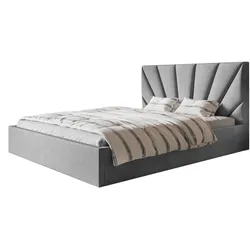 BETT 180x200 - Polsterbett mit Bettkasten und Metallrahmen - Modern Betten - Weicher Jasminstoff - Kollektion Denver, grau