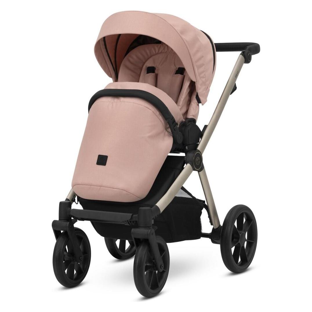 Kunert BRAV 3in1 Kinderwagen in Rosa mit Champagnerrahmen, Gelrädern und Autositz Cosmo (65280427)