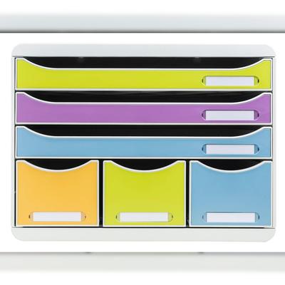 Exacompta 306909D Schubladenbox STOREBOX, 6 Schubladen, Pop N'Co - Farben sortiert