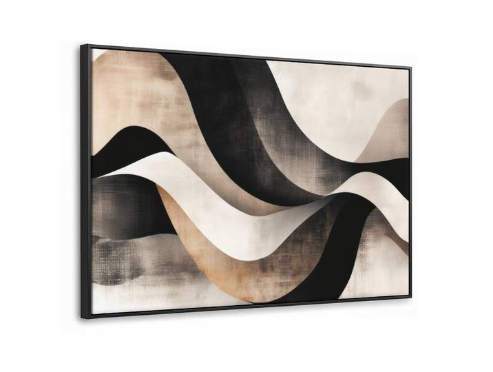 MuchoWow Leinwand Bilder mit Rahmen - Abstrakt - Wellen - Schwarz - Verwittert - 90x60, Trüffeleichefarben, Rechteckig, 90x60 cm, gerahmt, Bilder & Rahmen, Bilder, Leinwandbilder