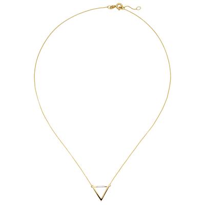 Kette mit Anhänger JOBO "Dreieck", gold (gelbgold 585), Halsketten, Damen, Diamanten Gelbgold 585, L: 42, Diamanten, Gelbgold 585, 585 Gold mit 4 Diamanten