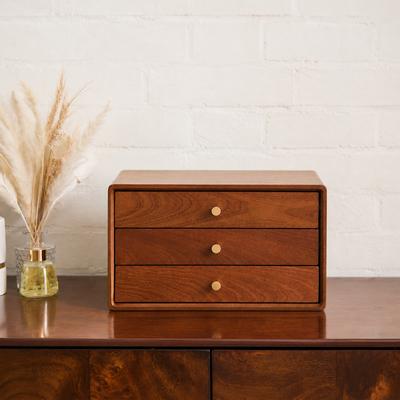 WILK Ebony Wood Jewelry Box Organizer, 5-Drawer Storage Chest for Women
