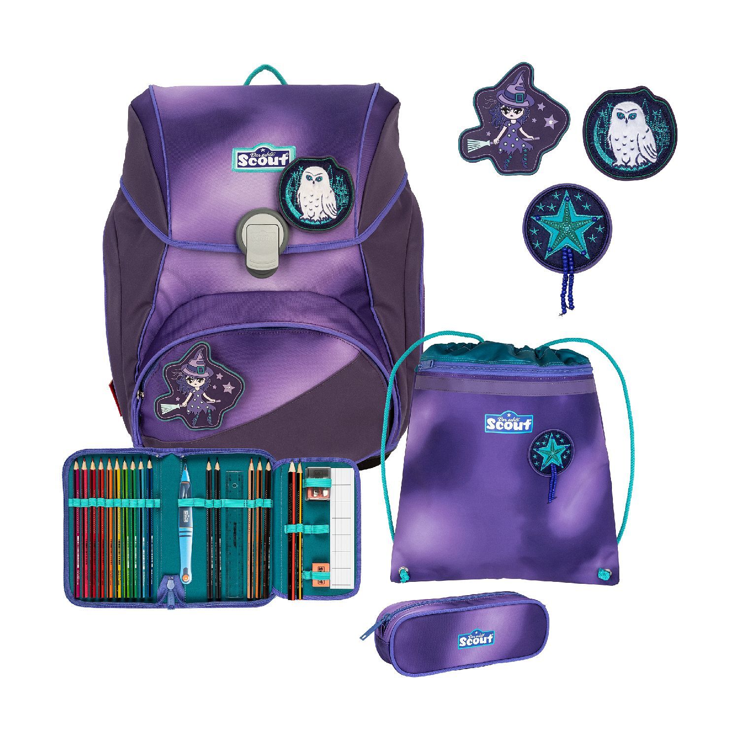 Scout Alpha Schulranzen-Set 4-tlg. Exklusiv Superflash Purple Magic