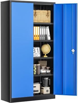 SUNCROWN Garage Cabinet Tool Storage Workbenches with Locking Doors and Adjustable Shelves