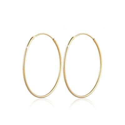 Paar Creolen ELLI "Ohrringe Creolen Rund Basic Klassisch 925 Silber", gold, Ohrringe, Damen, ohne Stein, Silber 925 (Sterlingsilber)