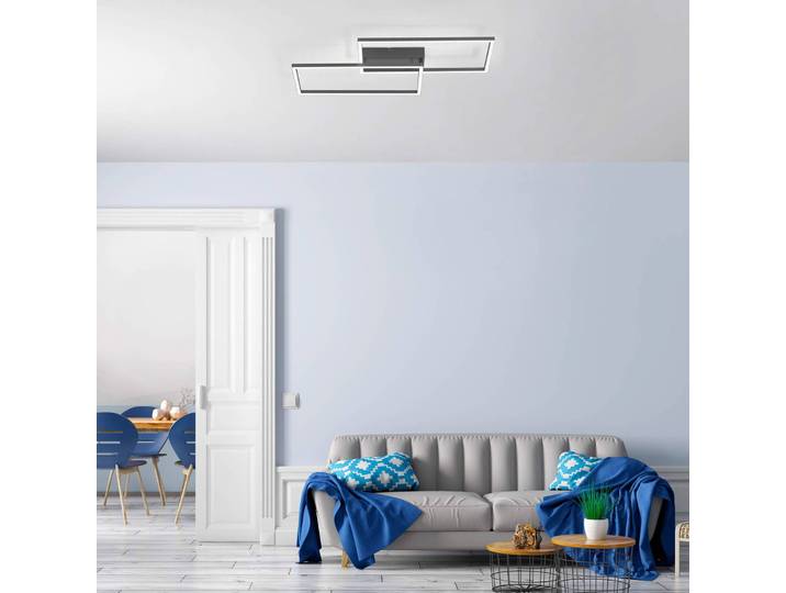 JUST LIGHT. GmbH LED Deckenleuchte Iven, dimmbar, schwarz, für Schlafzimmer, Edelstahl, Modern