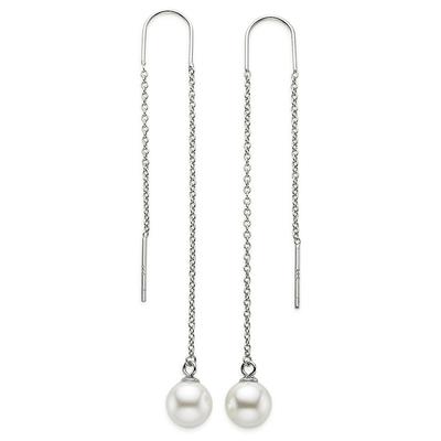 Paar Ohrhänger "Schmuck Geschenk Silberohrhänger zum Durchziehen", silber (silberfarben, weiß), ANISTON JEWELRY & WATCHES, Ohrringe, Damen, 8mm, Perlen Silber 925 (Sterlingsilber), Perlen, Silber 925 (Sterlingsilber), mit Muschelkernperle (synth.)