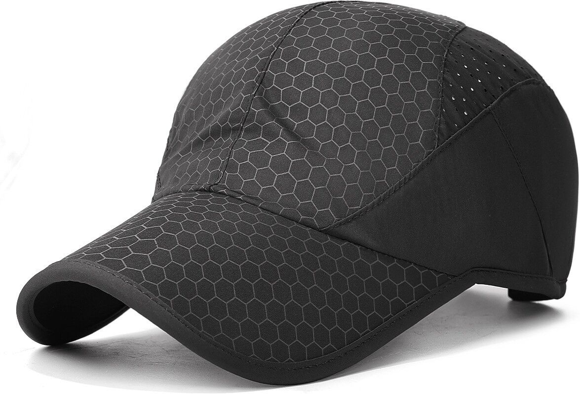 INF Schnelltrocknende atmungsaktive Polyester-Duckbill-Kappe – Leichte Outdoor-Running-Baseballmütze (Schwarz)