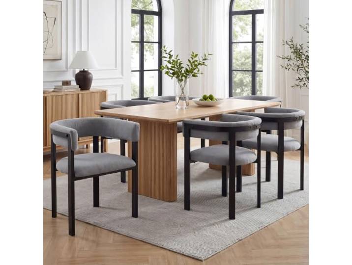 Aunvla 6 klappbare Esszimmerstühle, Esszimmerstühle aus Massivholz, bequem und atmungsaktiv, faltbar und verstaubar, geeignet für Esszimmer, Wohnzimmer, Café, moderner Stil, Leinen, Grau