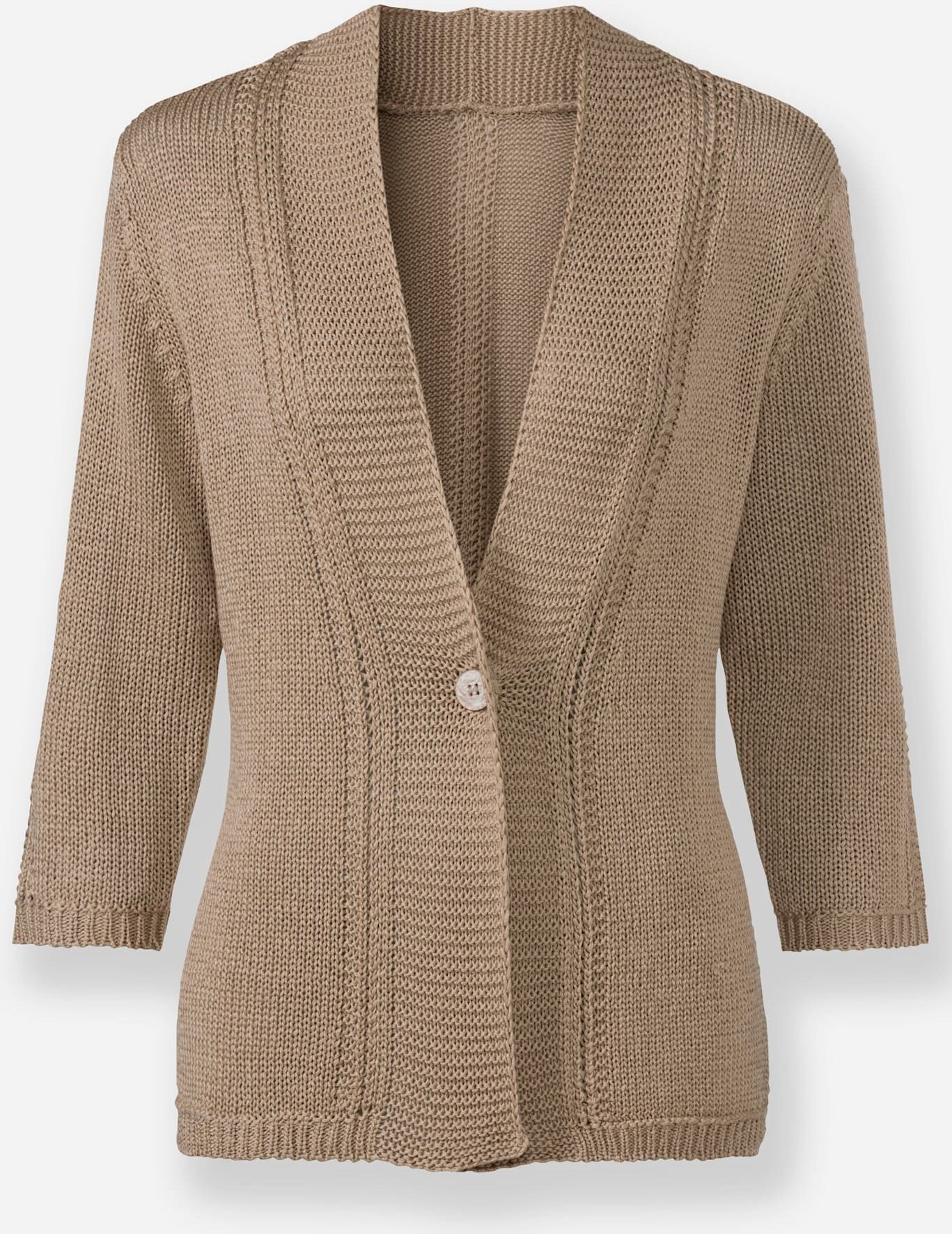 Strickjacke INSPIRATIONEN, Damen, Gr. 52, beige, 100% Polyacryl, unifarben, Strickjacken Strickjacke beige 52