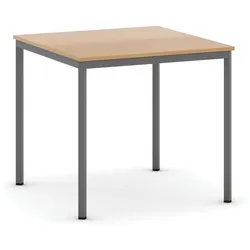 Esstisch BASIC, 80x80 cm, dunkelgraues Metallgestell, Buche